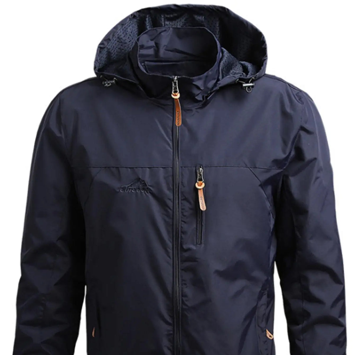 Men'S Lightweight Army Green Polyamine Windbreaker Coat, Stylish Detachable Hooded Zipper Multi-Pocket Menswear for Hiking, Spring Autumn Daily Outdoor Use (Lightweight Casual Coats Included)