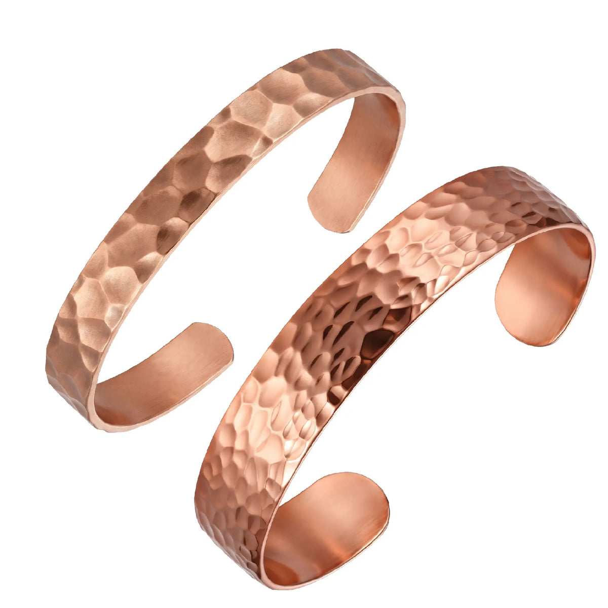 Feraco Women's 2-Piece Pure Copper Cuff Bracelet Set - Elegant Unplated Leaf Design, Authentic Handmade Casual Wear Bangles
