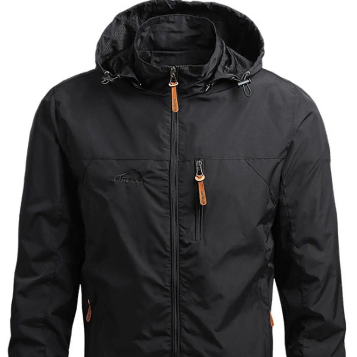 Men'S Lightweight Army Green Polyamine Windbreaker Coat, Stylish Detachable Hooded Zipper Multi-Pocket Menswear for Hiking, Spring Autumn Daily Outdoor Use (Lightweight Casual Coats Included)