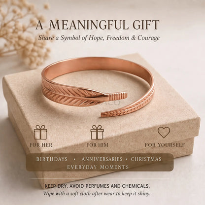 Feraco Women's 2-Piece Pure Copper Cuff Bracelet Set - Elegant Unplated Leaf Design, Authentic Handmade Casual Wear Bangles