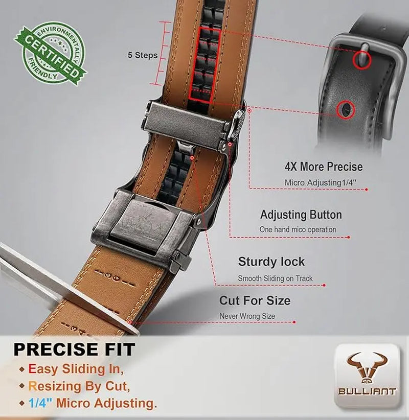 BULLIANT Men's Cowboy Ratchet Belt with Adjustable Western Buckle for Jeans and Casual Attire, Customizable Fit, Ideal Gift for Men