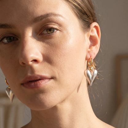 Heart-Shaped Brushed Hoop Earrings - Elegant Niche Design Jewelry DZEH4743
