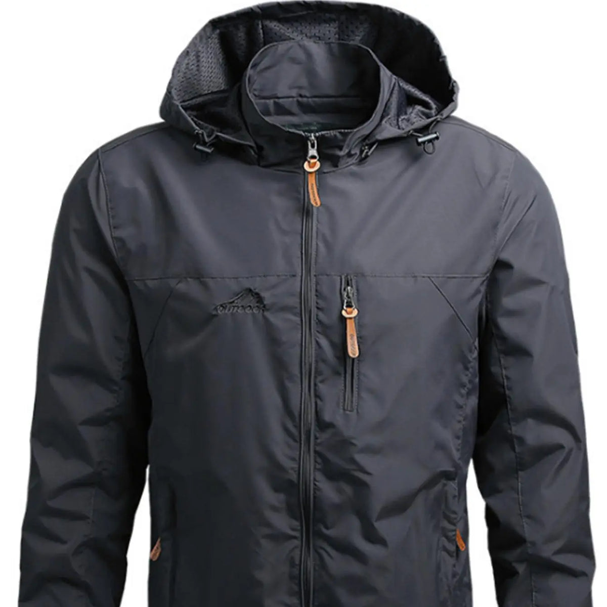 Men'S Lightweight Army Green Polyamine Windbreaker Coat, Stylish Detachable Hooded Zipper Multi-Pocket Menswear for Hiking, Spring Autumn Daily Outdoor Use (Lightweight Casual Coats Included)