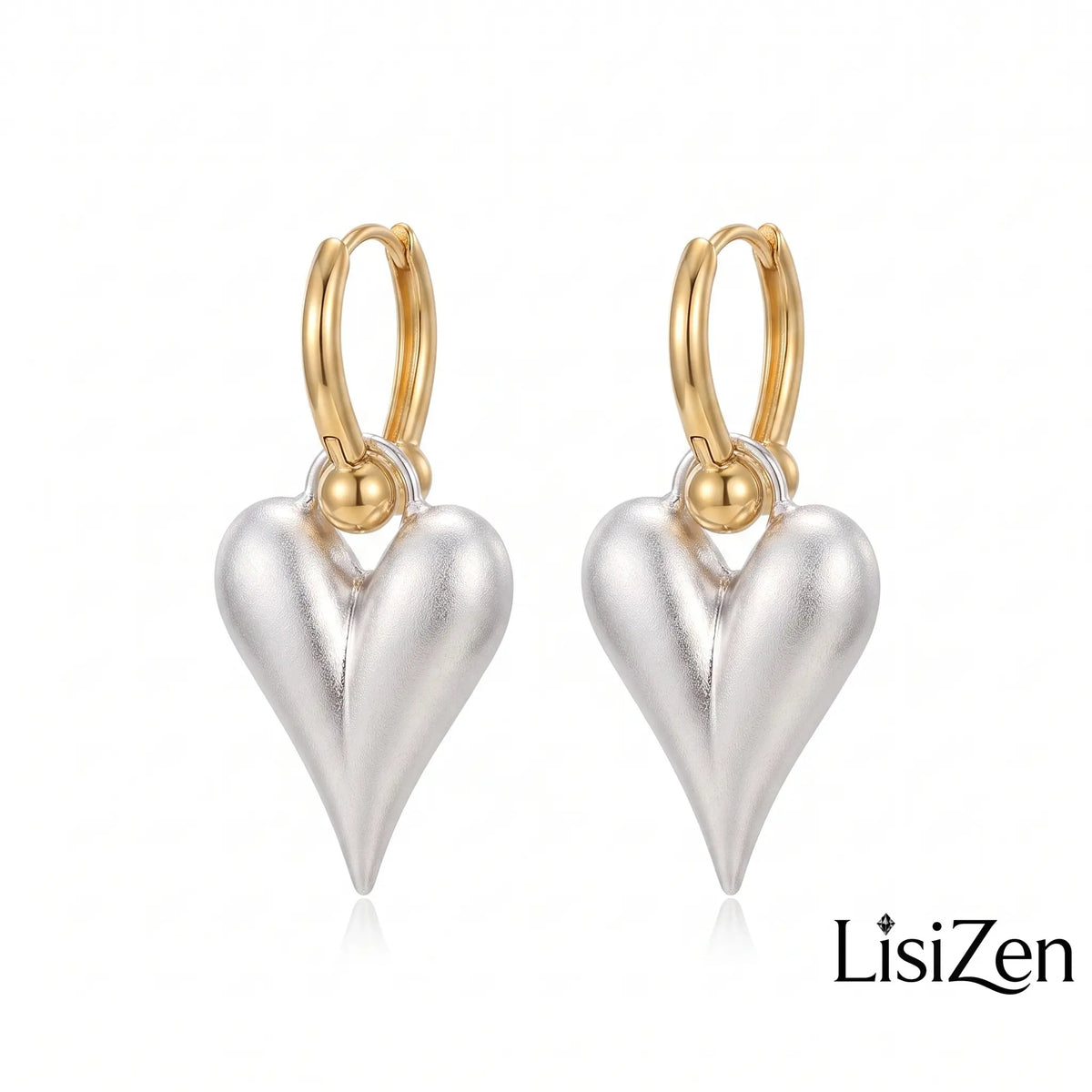Heart-Shaped Brushed Hoop Earrings - Elegant Niche Design Jewelry DZEH4743