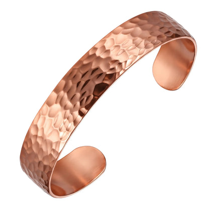 Feraco Women's 2-Piece Pure Copper Cuff Bracelet Set - Elegant Unplated Leaf Design, Authentic Handmade Casual Wear Bangles